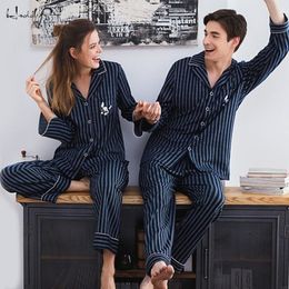 Men's Sleepwear High Quality Lovers Pyjamas Sleepwear Couple Pyjamas 100% Cotton Long-Sleeved Pyjama Sets For Men And Women Pyjamas Home Suit 230311