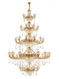 Chandeliers Long 50 Heads El Chandelier Crystal Pendant Droplight Living Room Furniture Light Huge Parlour Project Led Lustres