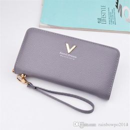 Factory whole women bag lovely lady candy Colour womens wallet grace litchi grain leather purse fashion large capacity with lon285F