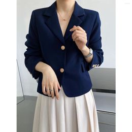 Women's Jackets Spring Autumn Short Suit Coat Women's V-neck 2023 Korean Small Man Fashion Temperament Black For Female