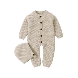 Rompers Baby Rompers Long Sleeve Infant Boys Girls Jumpsuits Clothes Autumn Solid Knitted born Toddler Kids Overalls 0-18M 230311