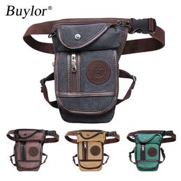 Waist Bags Buylor Drop Leg Bag Vintage Thigh Pack Fanny Military Motor Cycle Messenger CanvasNylon Cycle Shoulder Bag Riding Waist Pack 230311