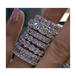 Jewellery Vintage Fashion Women Wedding Rings Peach Heart Cz Diamond Finger Eternity Engagement Band Christmas 77 O2 Drop Delivery Par Dhmqi