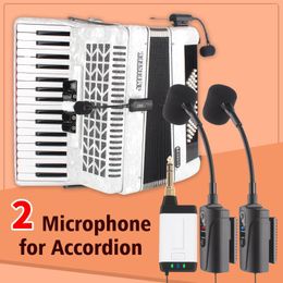 Microphones Accordion Wireless Microphone With 2 Transmitter Q2/AT-5A UHF Gooseneck Mic System Designed For