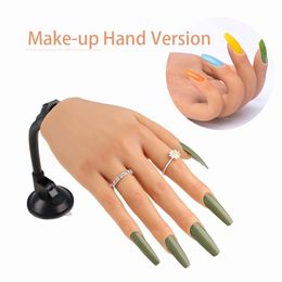 Nail Practise Display Nail Hand for Acrylic Nails with Suction Cup Silicone Manicure Practise Hand Nails Accesories Fake Trainning Hand Display Model 230310