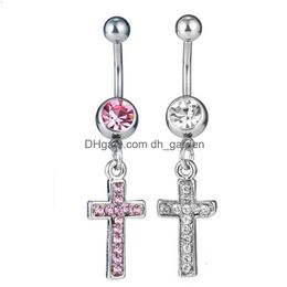 Navel Bell Button Rings D0383 Cross Belly Ring Mix Colours Drop Delivery Jewellery Body Dhgarden Dhwer