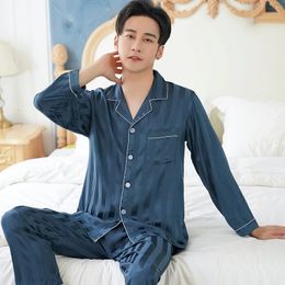 Men's Sleepwear Spring Mens Stain Silk Pajama Set Pajamas Men Sleepwear Modern Style Silk Nightgown Home Male Satin Soft Cozy For Sleeping 230311