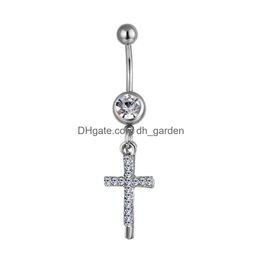 Navel Bell Button Rings D0177 Cross Clear Color Belly Ring Drop Delivery Jewelry Body Dhgarden Dhtkf