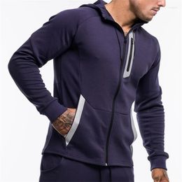 Men's Hoodies 2023 Autumn Men Gyms Fitness Bodybuilding Sweatshirt Zipper Pocket Sportswear Male Workout Hooded Jacket Clothing