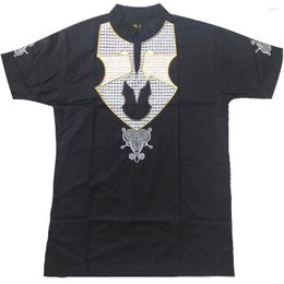 Men's T Shirts Mr Hunkle Fashion African Men's Summer Short Sleeve Stand Collar Emboridery Dashiki Tops Casual 2023 D