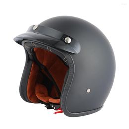 Motorcycle Helmets BLD Matte Black Open Face Helmet Men Women Vintage Scooter Riding Casque Cafe Racer Motorbike Jet Casco DOT Approved