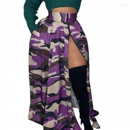 Ethnic Clothing African Clothes Skirt Women Camouflage Print Traditional Africa Fashion Sexy Split High Waist Long Skirts