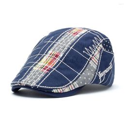 Berets Plaid Cotton Sboy Cap Men Casual Ivy Hat Duckbill Visor Cabbie Hats Summer Gorras Planas Flat For Women LUXXETON