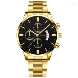 Wristwatches Fashion Men Calendar Stainless Steel Watches Business Quartz Male Military Sports Clock Relogio Masculino