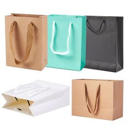 Jewelry Boxes pandahall 10pcs 16202833cm Rectangle Kraft Paper Pouches Gift Shopping Bags with Nylon Thread BurlyWood F80 230310