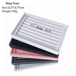 Jewellery Boxes Velvet Jewellery Flat Trays Box Earring Rings Storage Box Jewellery Case Display Convenient Charming Women Rings Trays Makeup 230310