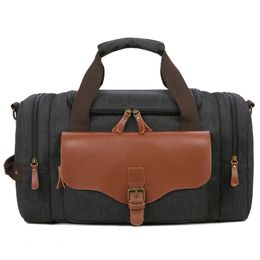 Stuff Sacks Men Large Capacity Canvas Multifunction Leather Bags Carry on Luggage Bag Tote Utility Travel Bag Weekender Bag Travel Man 230311