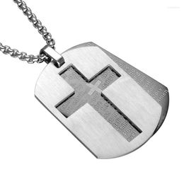 Pendant Necklaces Cross Pendants Christian Jewelry Bible Lords Prayer Dog Tags Gold Color Stainless Steel Christmas Gift For Men Cubana