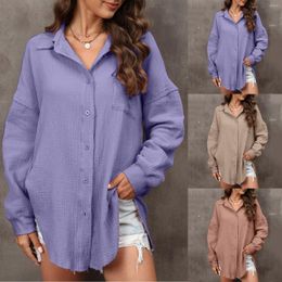 Women's Blouses X T Shirt Womens Corduroy Casual Long Sleeve Button Down Top Fall Flannel Women Western Shirts Sleeves