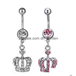 Navel Bell Button Rings D0698 Crown Belly Ring 14Ga 10 Mm Length Drop Delivery Jewellery Body Dhgarden Dhigd