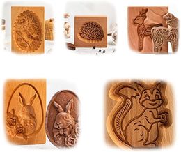 Factory Wooden Cookie Moulds Baking Mould Cutter Carved Biscuit Embossing Presses Stamps Gingerbread Kitchen DIY RRA