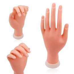 Nail Practise Display Nail Practise Hand Model Flexible Movable Silicone Prosthetic Soft Fake Hands for Nail Art Training Display Model Manicure Tool 230310