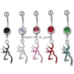 Navel Bell Button Rings D0067 Browning Deer Belly Ring Mix Colours Drop Delivery Jewellery Body Dhgarden Dhtnt