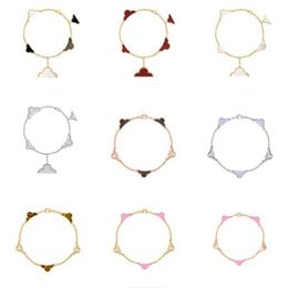 Bracelets High version Fanjia lucky four-leaf clover five-flower female natural white fritillaria full diamond bracelet Jewellery