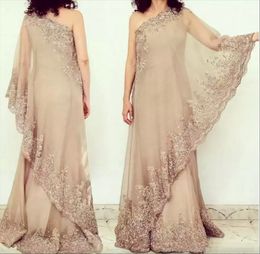 New Arabic Dubai Champagne Mother Of The Bride Dresses One Shoulder Long Formal Evening Gowns Lace Prom Party Wedding Guest Dress
