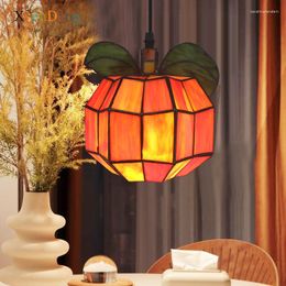 Pendant Lamps Tiffany Pumpkin Lights Vintage Stained Glass Led Hanging Lamp For Living Room Home Decor Bedroom Kitchen Light Fixtures