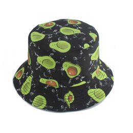 HBP New Wide Brim Hats 2021 Funny Cartoon Bucket Reversible Fisherman Unisex Streetwear Hip Hop Flat Cap Fruit Print Fishing Bob Hat P230311