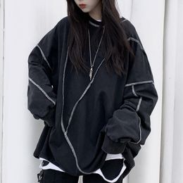 Women's Hoodies Sweatshirts Gothic Long Sleeve Sweatshirt Loose Large Size Dark Spring SpringAutumn Base Clothes Black 230310