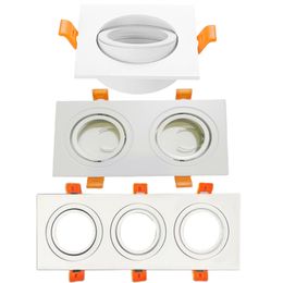 White Black Embedded Double Head Square Lighting Accessories Holder Spot Light Holder LED Light Cup Face Ring MR16 Light Holde GU10 Light Ring oemled