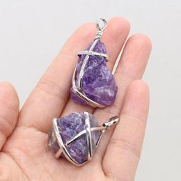 Pendant Necklaces Natural Amethyst Charms Irregular Shape For Jewelry Making DIY Necklace Earrings Accessories 15x35-30x45mm