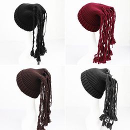 Ball Caps Handmade Wool Knitting Funny Hat Red Black Elastic Viscera Hip Hop Creative HatsBall