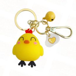 Key Rings Creative Chicken Pendant Cute Love Bell Key Ring Chain Men's and Women's Bags Car Key Chain Charm Boutique Gi