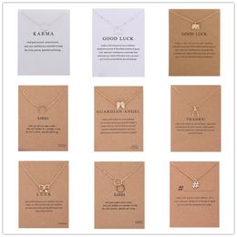 Creative Paper Card Pendant Necklaces Women's Wishing Bone Wins Gold Clavicle Chain Necklace Jewelry Bulk Price