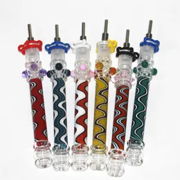 Hookah Nectar Pipe Straw Dab Pens With Titanium Nails Glass Hand Bongs Heady Water Pipes Multi Colors Smoking Pipe