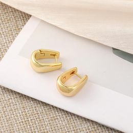 Hoop Earrings 18k Real Gold Plated Geometric For Women Simple Metal Drop Vintage Jewellery