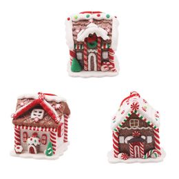 Wholesale Gingerbread House Ornaments Holiday Christmas Tree Ornament Decor with Rope Xmas Decorative Hanging RRA