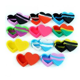 Lovely Heart Shaped Wax Container Silicone Jar 17 Ml Nonstick Herb Stash Dab Bho Oil Butane Vaporizer Cream Containers 20 pcs