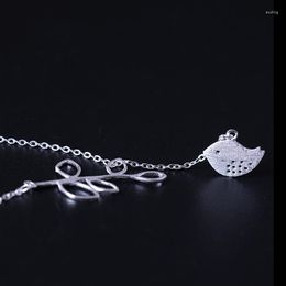 Ketten S925 Sterling Silber Koreanische Kleine Frische Hohlzweig Vogel Halskette Weibliche Einfache Persönlichkeit Ins Blätter Mode Schlüsselbein Chai