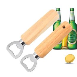 Custom Stainless Steel Wooden Beer Openers Wood Handle Bottle Opener Wholesale RRA