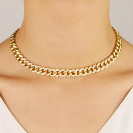 Chains Gold Color Hip Hop Iced Out Bling Chain Choker Necklace Fashion CZ Miami Cuban Trendy Classic Unisex Jewelry Gift Party
