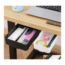 Storage Boxes Bins Under Desk Der Organiser Invisible Box Self Adhesive Stationary Container Bedroom Sundry Makeup Holder Drop Del Dhlzy