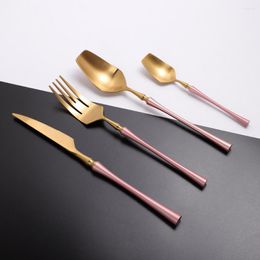 Dinnerware Sets Tableware Cutlery Set Stainless Steel Western Flatware Pink Gold Fork Spoon Knife Kitchen Utensils Dropshopping