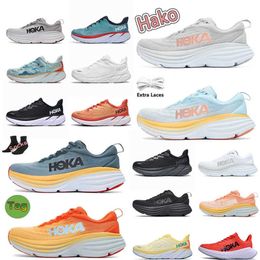 Motorcycle Boots Casual Hoka Shoes Bondi 8 Hokas One CliftonFashion trend Triple Black White Sneakers Harbour mist lunar rock amber yellow pear summer song