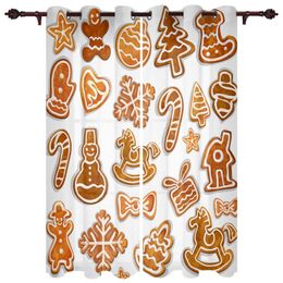 Curtain & Drapes Christmas Gingerbread Man Windows Curtains Living Room Luxury Decor Bedroom Kitchen Window