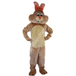 Super Cute Easter Bunny Beige Rabbit Mascot Costume Cartoon Animal Character Outfits Suit Adults Size Christmas Carnival Party Outdoor Outfit Advertising Suits