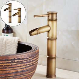 Bathroom Sink Faucets Basin Faucet Antique Brass Bamboo Shape Faucet Sink Mixer Faucet Single Handle For Kitchen Bathroom Family el Bathtub 230311